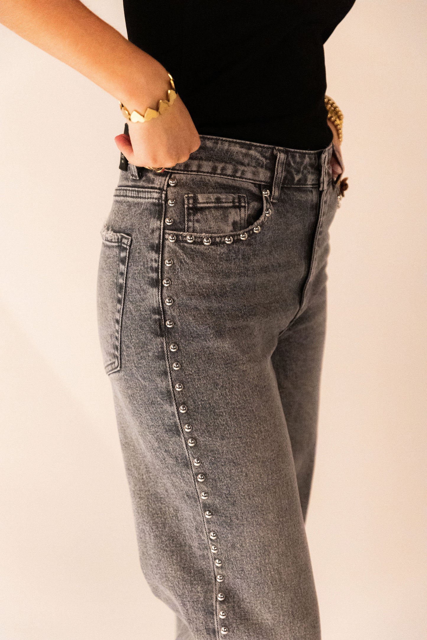 Emma Wide Leg Jeans - Grijs
