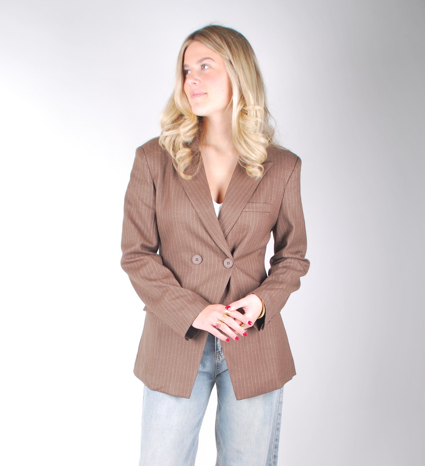 Silvi Blazer - Bruin/Streep