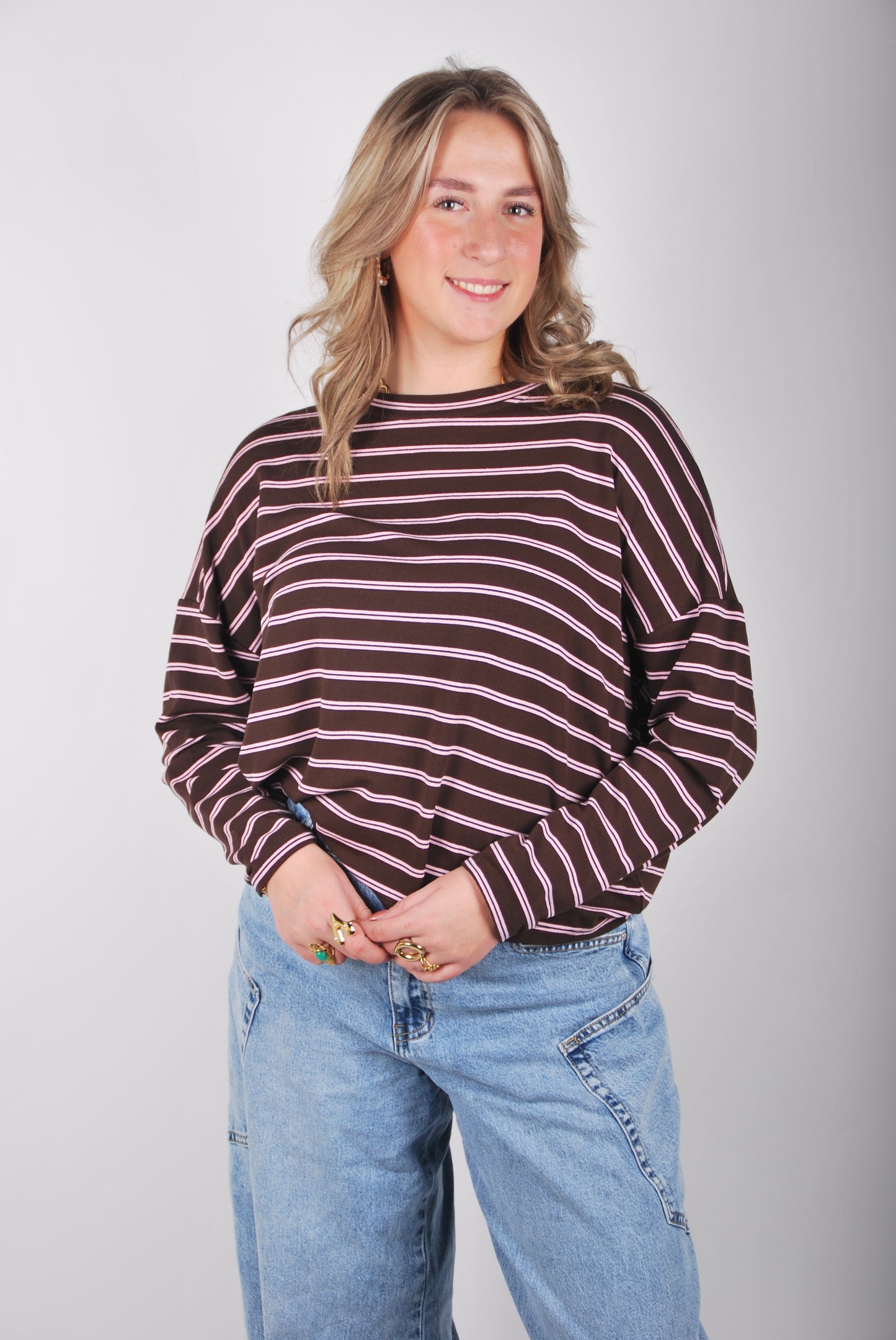 Noor Top - Bruin/Roze