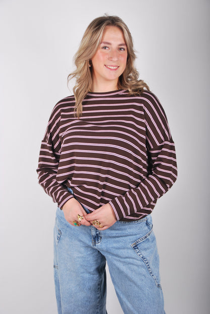 Noor Top - Bruin/Roze
