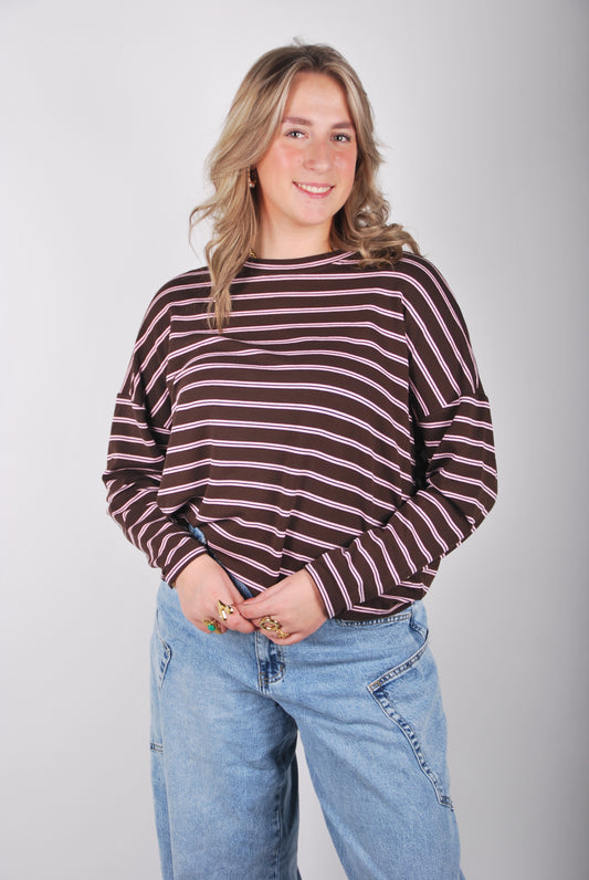 Noor Top - Bruin/Roze