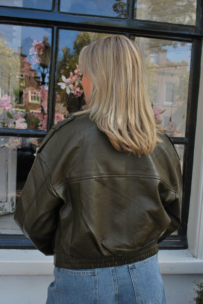 Mila Leren Jas - Groen