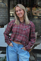 Maartje Geruite blouse met glitter – bordeaux