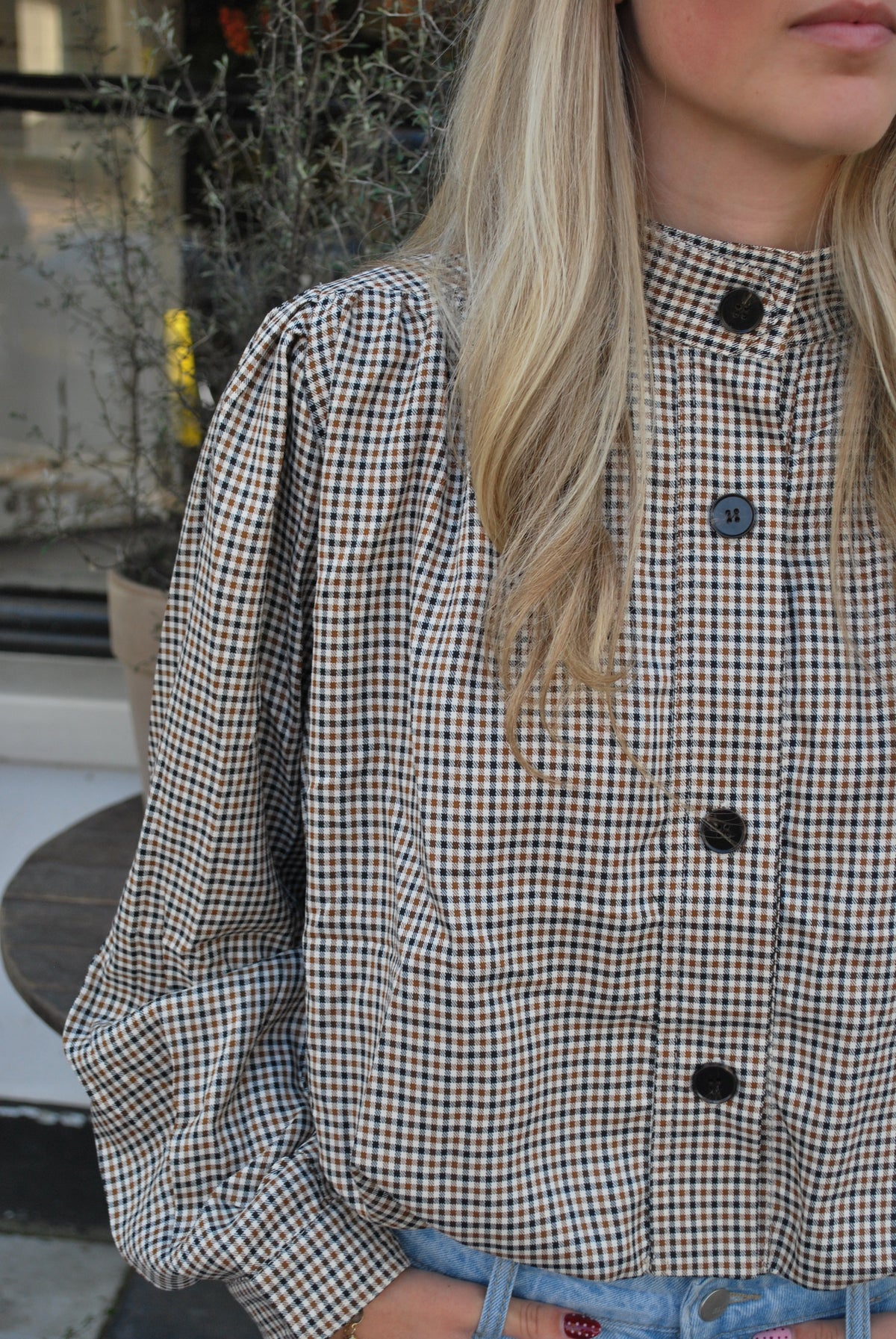 Anna Geruit kort jasje  – bruin/beige