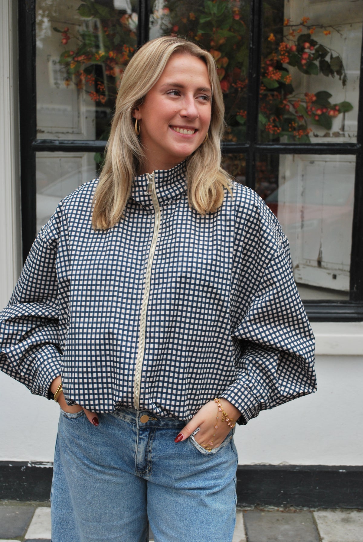 Lynn Geruite Jas - Donkerblauw