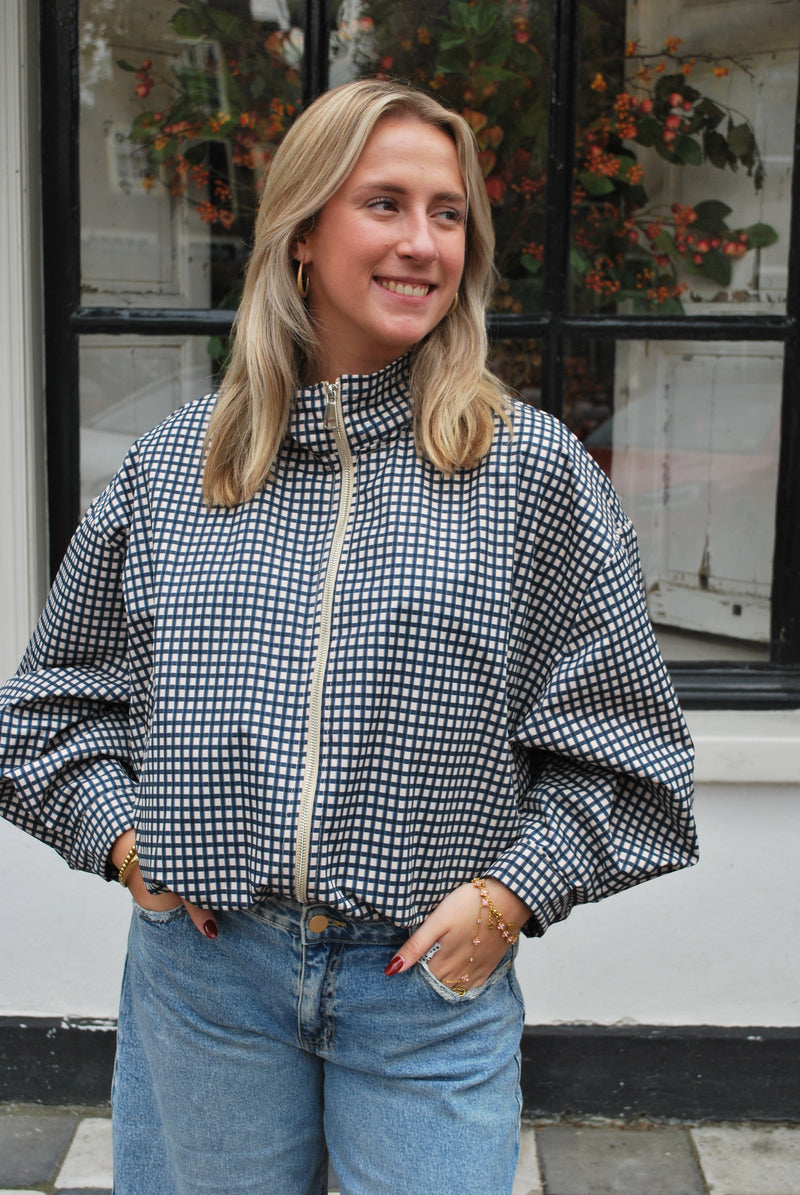 Lynn Geruite Jas - Donkerblauw