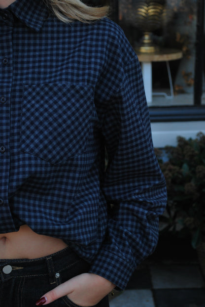 Kristien Abmika Geruite Blouse - Blauw