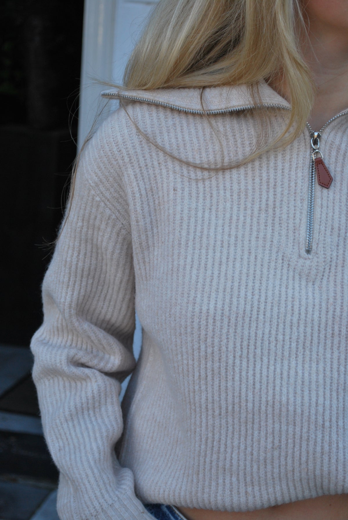 Debby Zipper Trui - Beige
