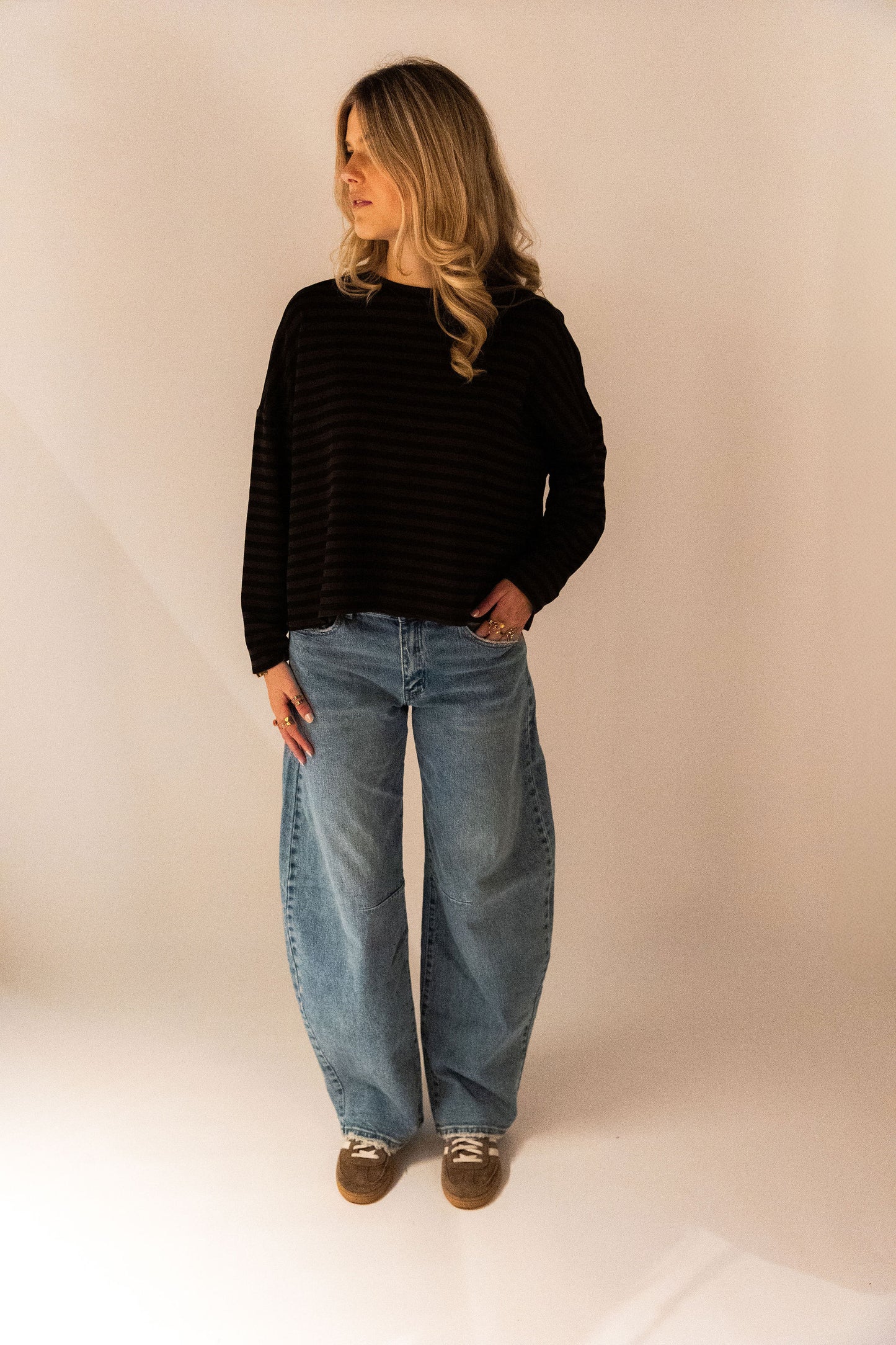 Noor Top - Zwart/Bruin